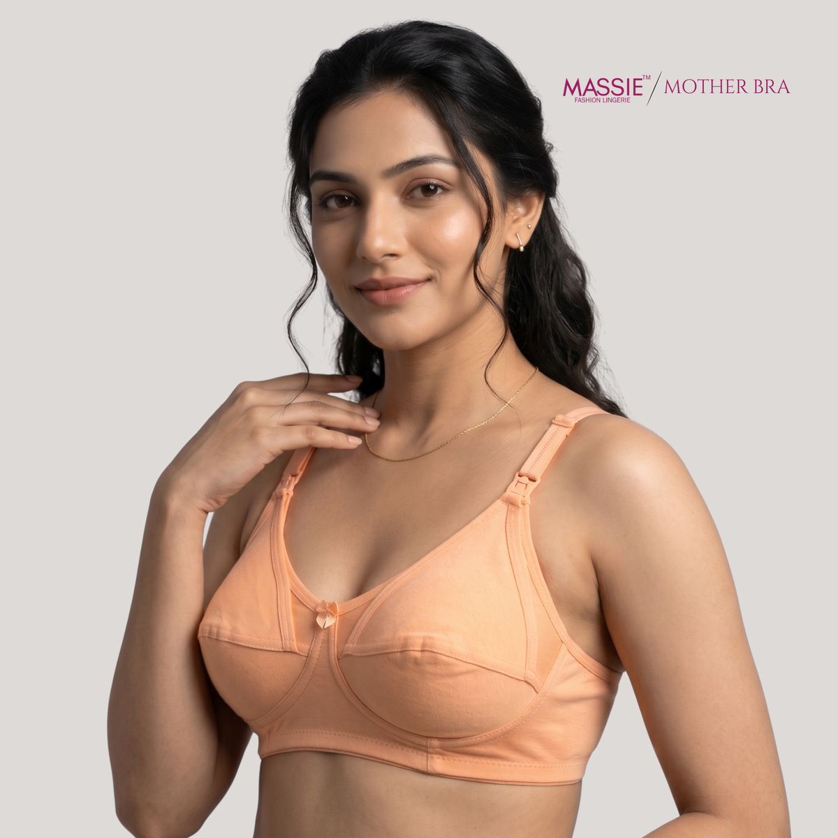 Soft on mom, easy for baby—MASSIE Mother Bra