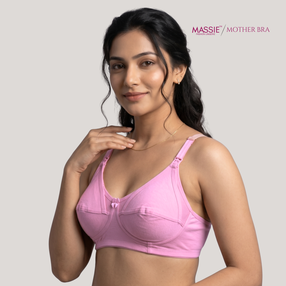 Soft on mom, easy for baby—MASSIE Mother Bra