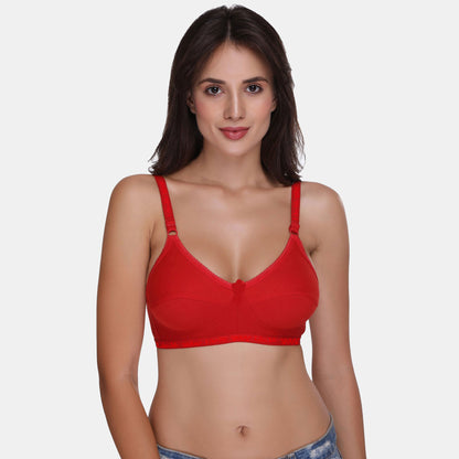 Like-Me Plain Voile Cotton Fabrics Bra Red BR21114-01