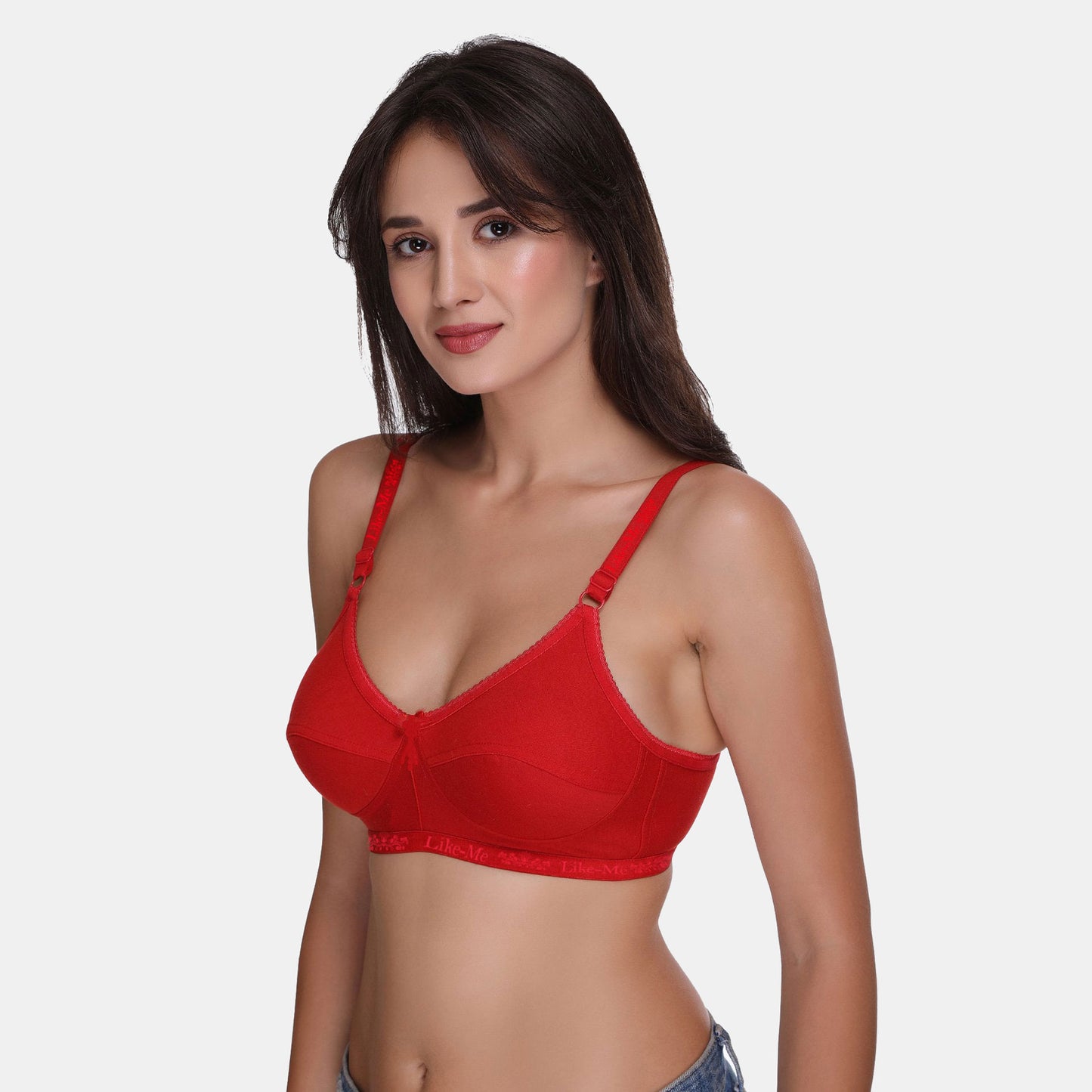 Like-Me Plain Voile Cotton Fabrics Bra Red BR21114-01