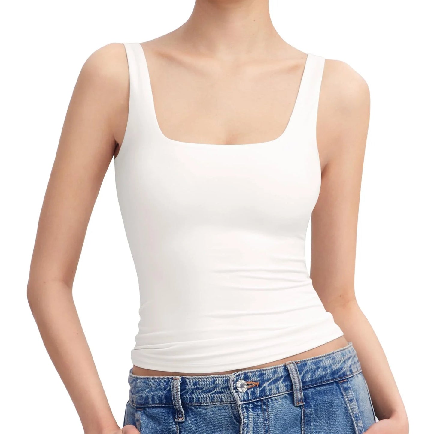 PUMIEY Brand Square Neck Sleeveless Sports Tang Top  (SBR26111)