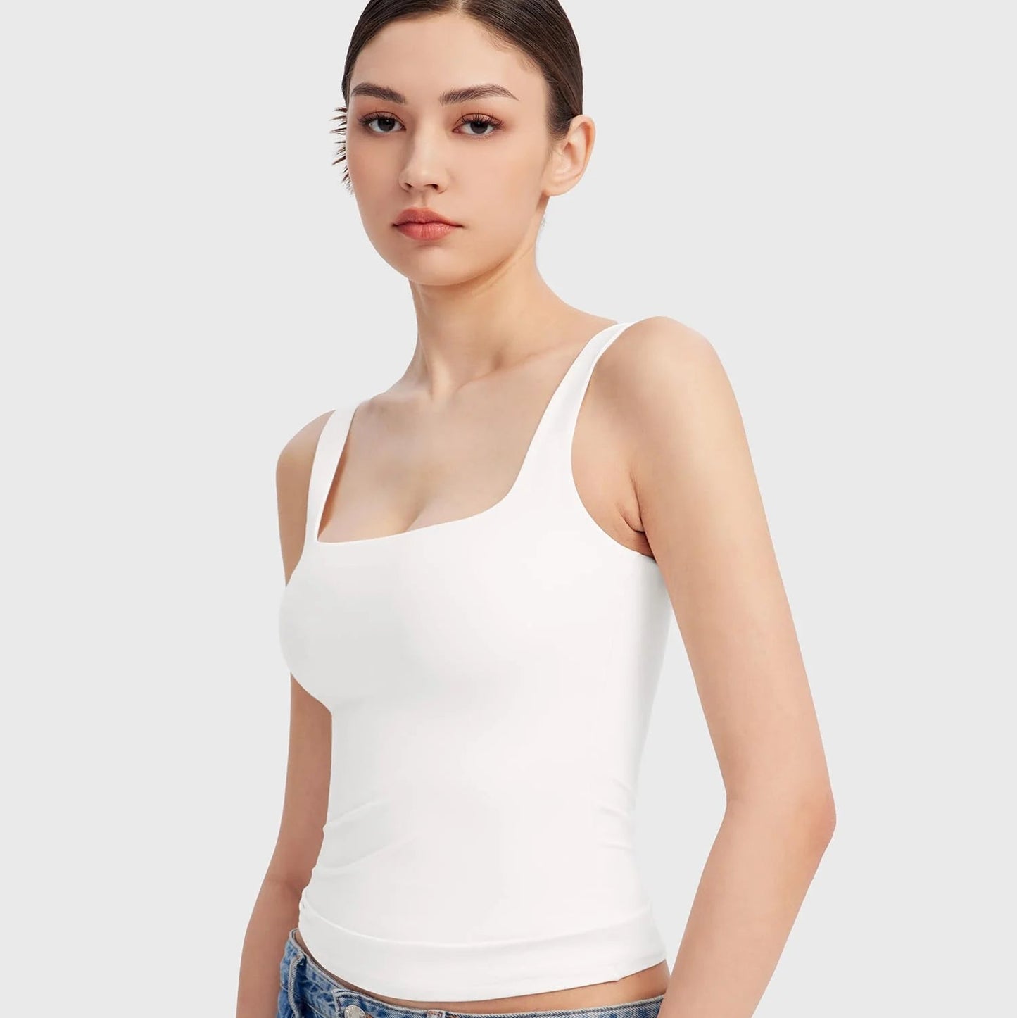PUMIEY Brand Square Neck Sleeveless Sports Tang Top  (SBR26111)