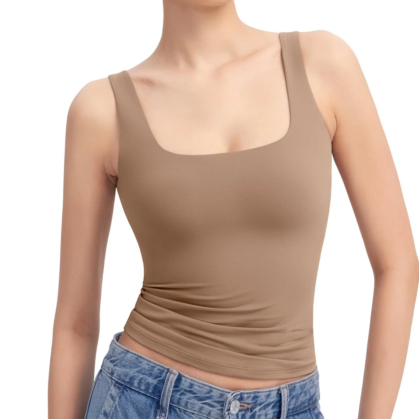 PUMIEY Brand Square Neck Sleeveless Sports Tang Top  (SBR26111)
