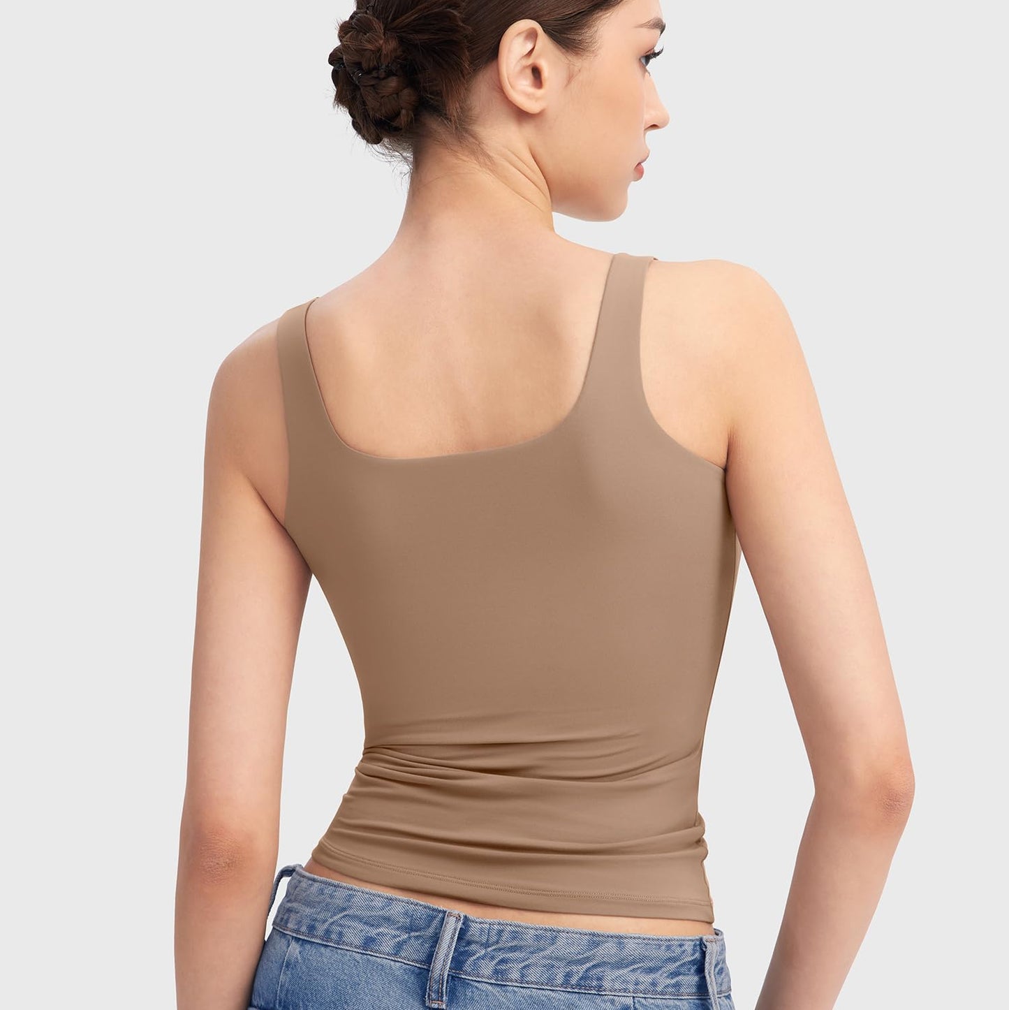 PUMIEY Brand Square Neck Sleeveless Sports Tang Top  (SBR26111)