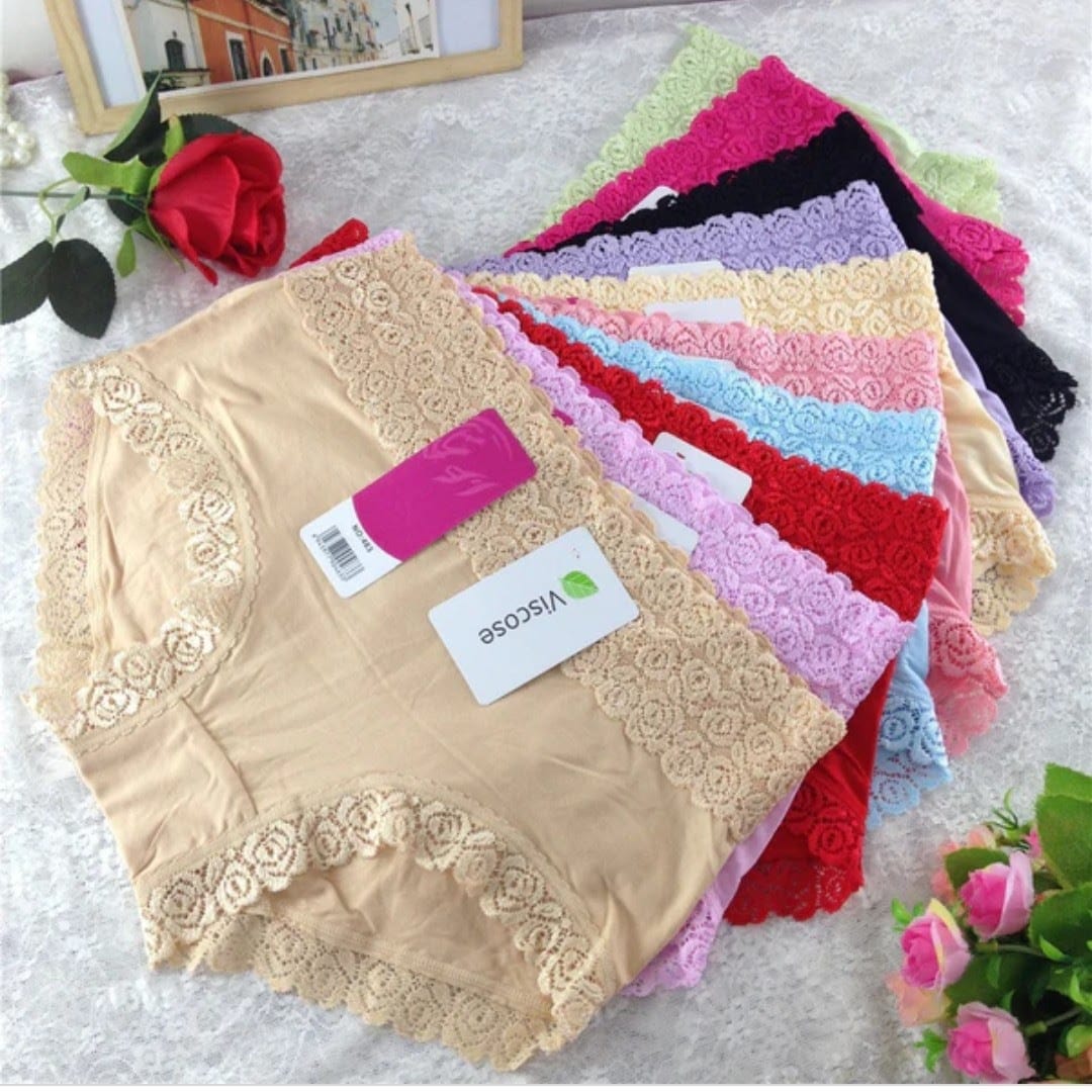 4 Color 4 Pieces Combo Offer Girls Full Coverage Lace Hipster Panty Briefs PA21110 Qty-04