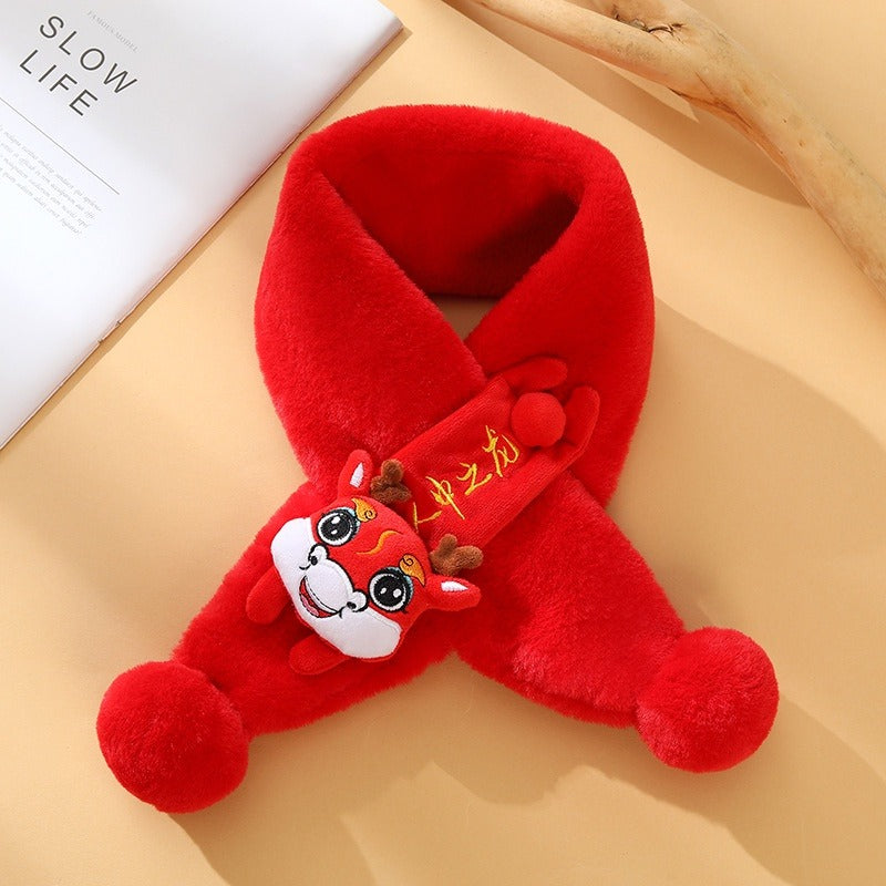 Cross Neck Scarf Soft Cartoon Comfortable Thickened Bear Decor Neck WC2023NM012