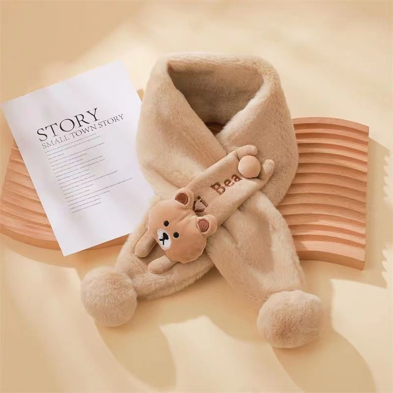 Cross Neck Scarf Soft Cartoon Comfortable Thickened Bear Decor Neck WC2023NM012