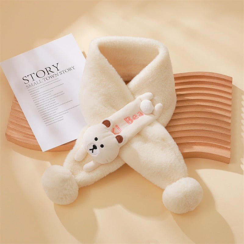 Cross Neck Scarf Soft Cartoon Comfortable Thickened Bear Decor Neck WC2023NM012