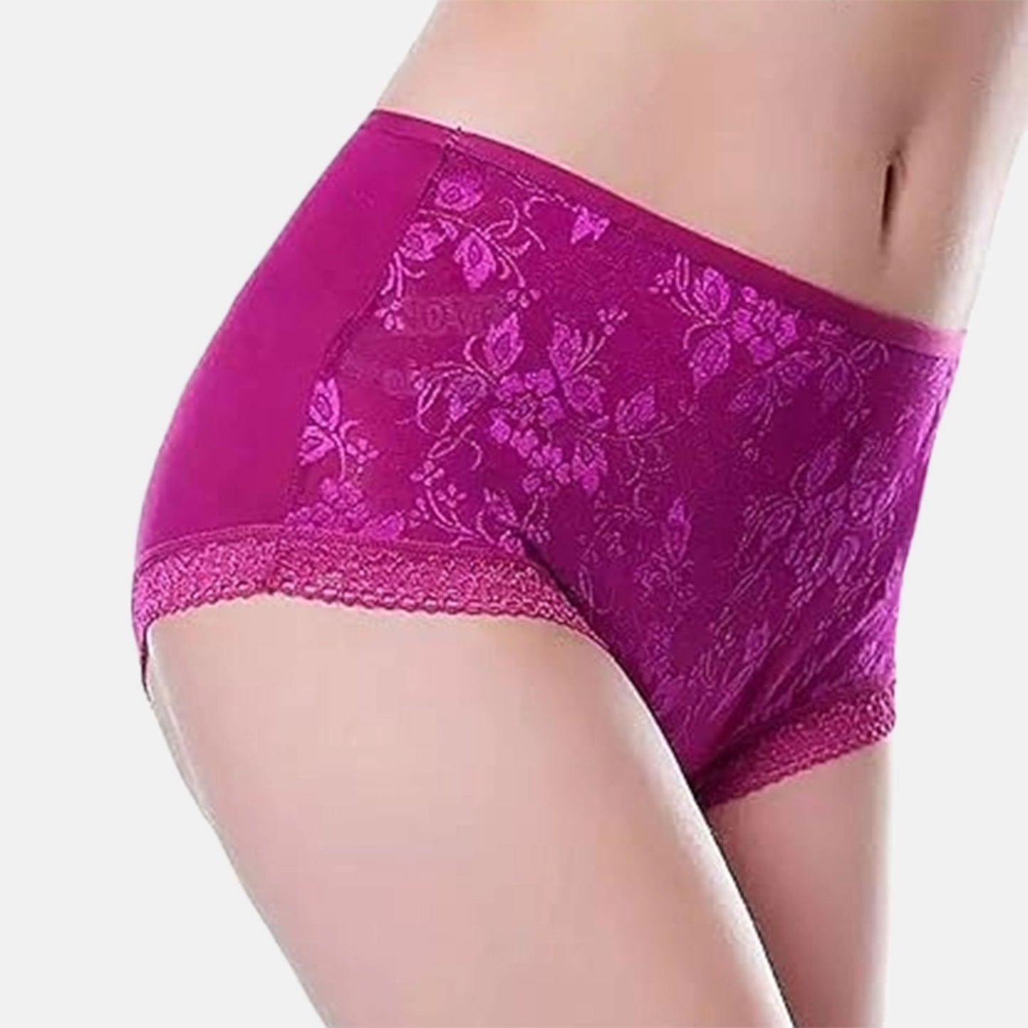 4 Color 4 Pieces Combo Offer Women's Full Coverage Lace Hipster Panty Briefs PA21114 Qty-04