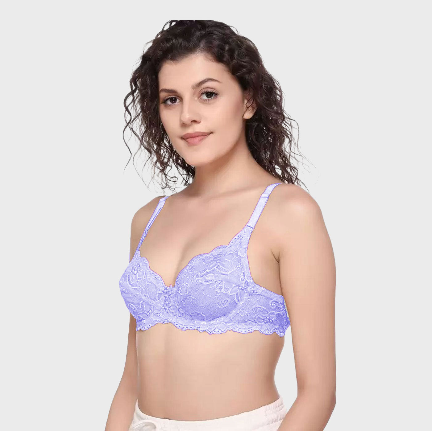 Juliet Kajol Lace Spandex Pad less Wire free Full coverage Bra BR23102