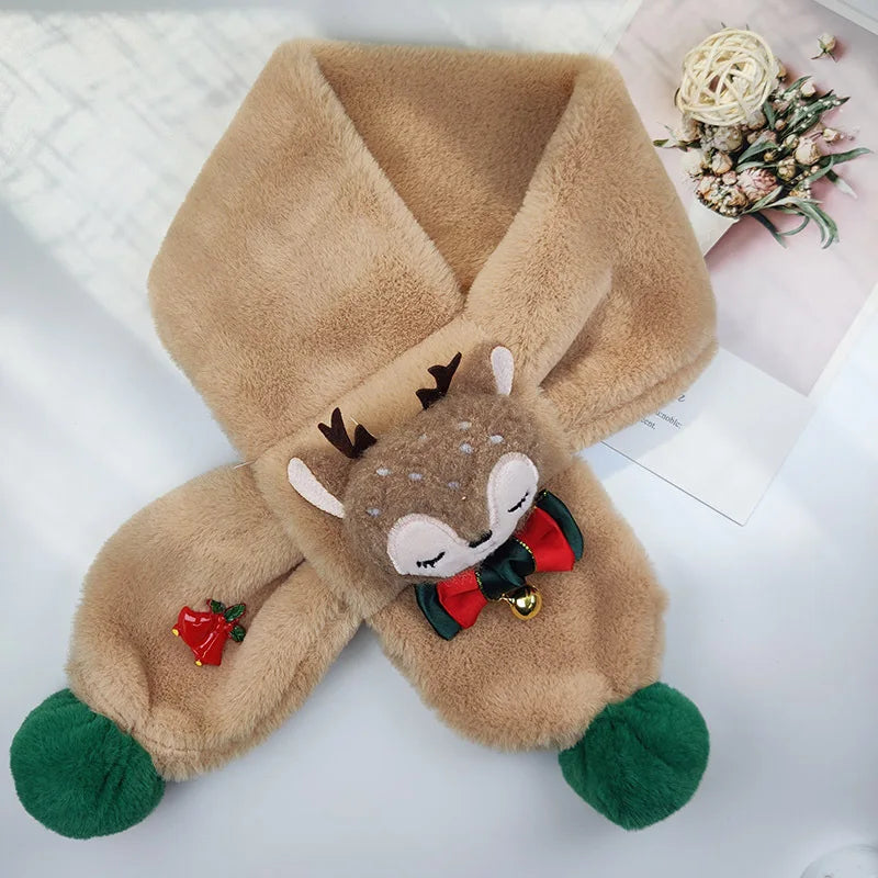 Cross Neck Scarf Soft Cartoon Comfortable Thickened Bear Decor Neck WC2023NM008