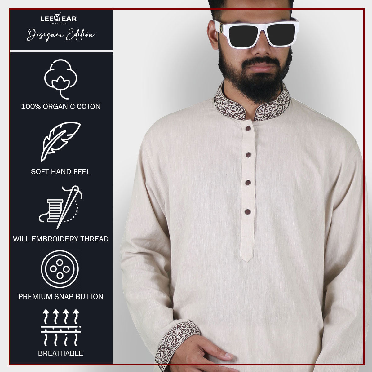 LeeWear Rimi Cotton Punjabi Kurta - Handmade, Lightweight & Breathable. PN21115