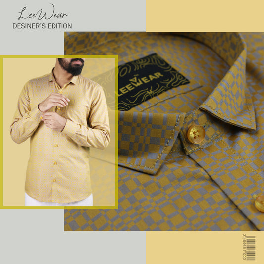 Airvind jacquard cotton long sleeve men's shirt Reef Gold SH21108