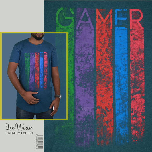 Steelblue Color Gamer Print T-Shirts TS21104