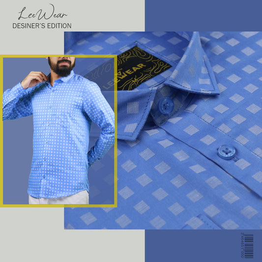 Airvind jacquard cotton long sleeve men's shirt Havelock Blue SH21114