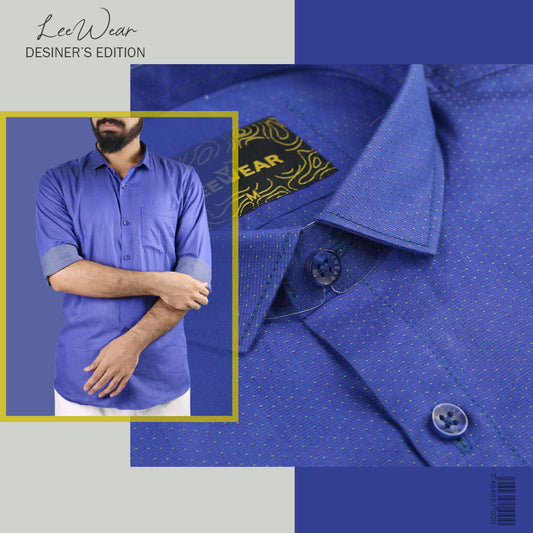 Airvind jacquard cotton long sleeve men's shirt Dark Slate Blue SH21119