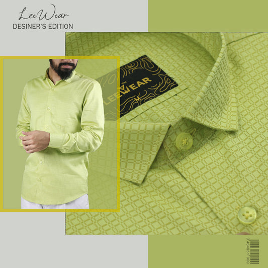 Airvind jacquard cotton long sleeve men's shirt Pine Glade SH21118