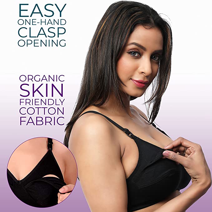 Maternity Wire free Padded Nursing Bra for Easy Breastfeeding- Tan